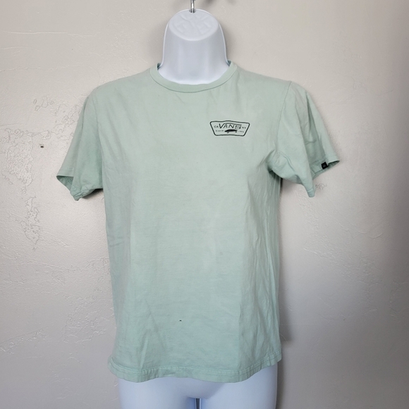 Vans Kids Unisex Medium Custom Fit Light Mint Short Sleeve Shirt Graphic Tee - Picture 1 of 6